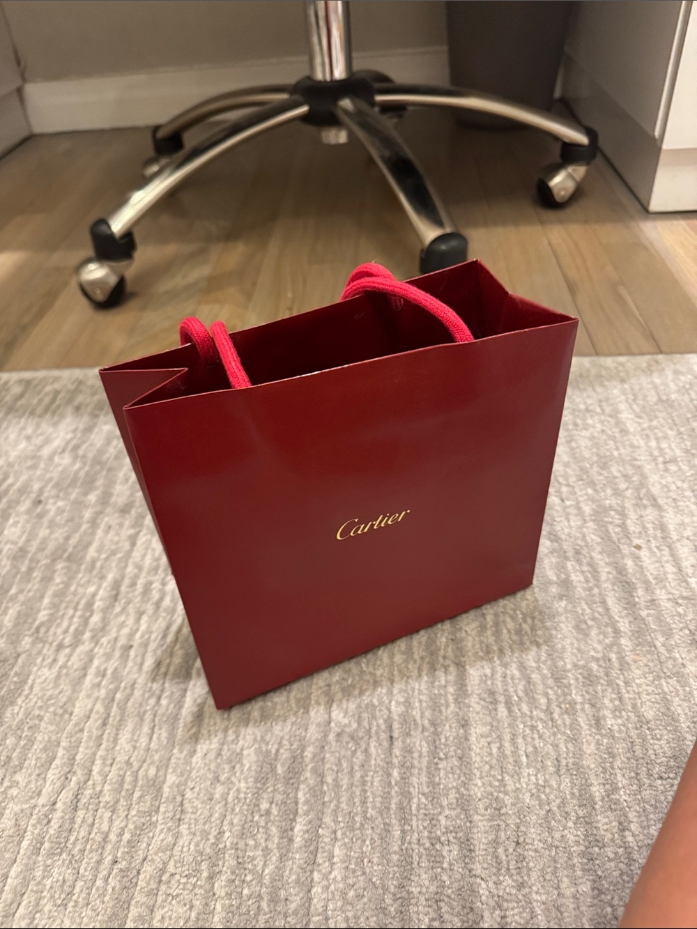 Cartier Burgundy Red Small Gift Bag with Gold Logo